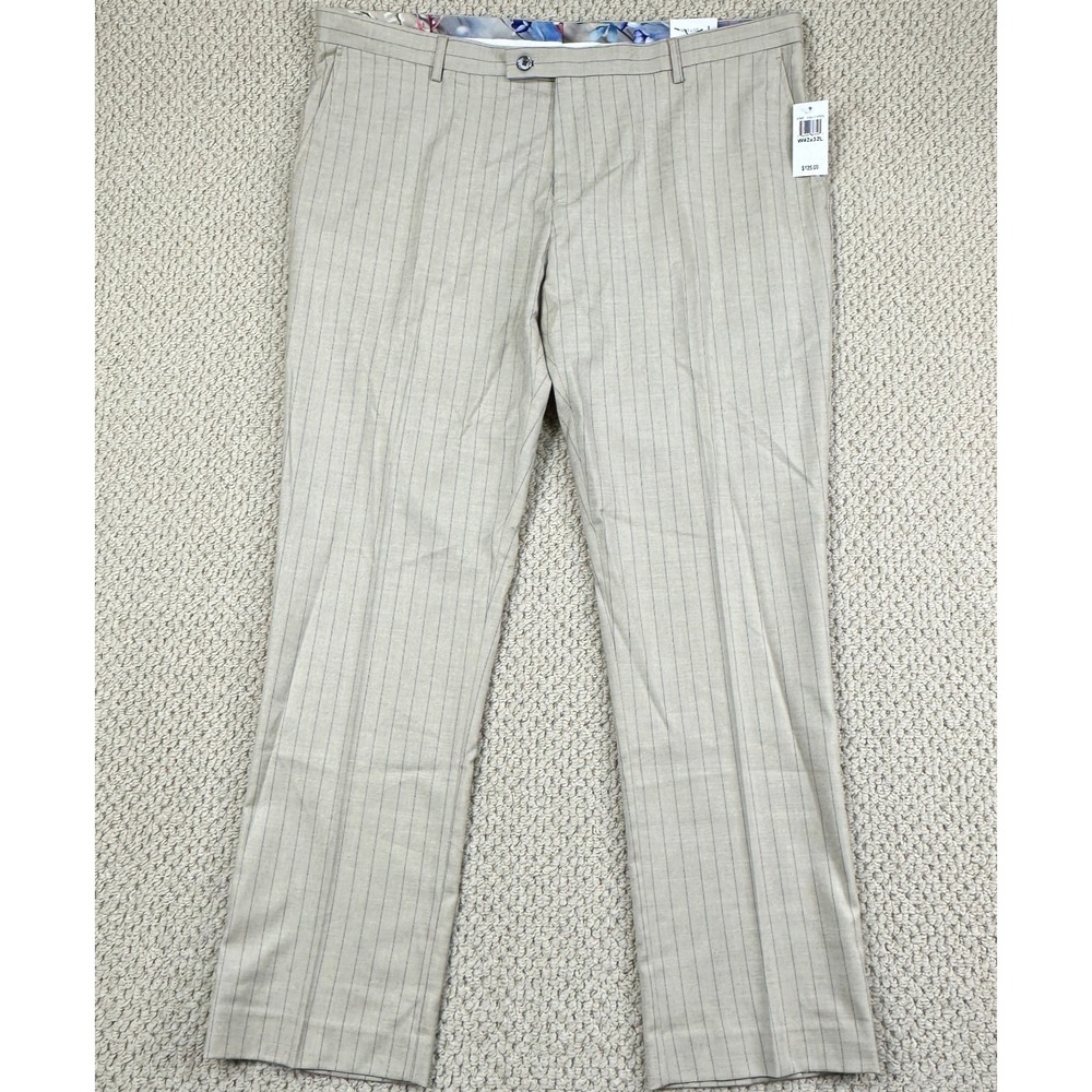 Paisley & Gray Dress Pants Mens 42x32 Tan Slim Fit Pin Striped Downing Chino NEW